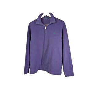 Polo Ralph Lauren Cotton Knit Sweater 1/4 Zip Pullover Mens Large Purple Luxury